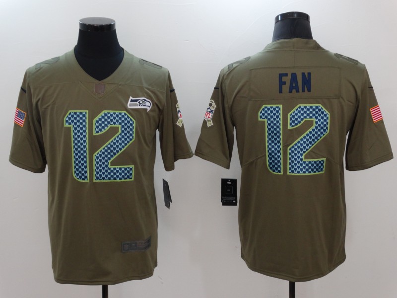Men Seattle Seahawks #12 Fan Nike Olive Salute To Service Limited NFL Jerseys